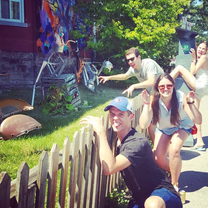 Hunt participants in a silly pose